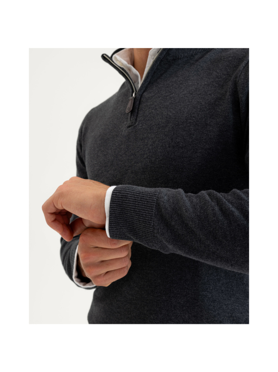 Berkeley - Brockton Halfzip -puuvillaneule - TUMMANHARMAA | Stockmann - photo 4