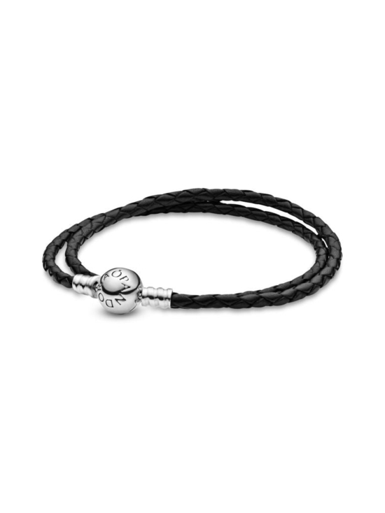 Pandora - Silver leather bracelet, double, black Moments Double Woven Leather Bracelet, Black 590745CBK_DOUBLE | Stockmann - photo 1