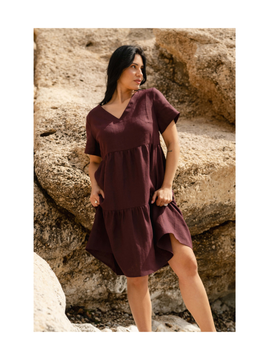 Nakoa - Pellava Kerrosmekko, Merlot - MERLOT (TUMMANPUNAINEN) | Stockmann - photo 7