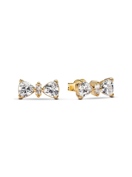 Pandora - Säihkyvä rusetti -nappikorvakorut Bow 14k gold-plated stud earrings with clear cubic zirconia 14k Gold-plated unique metal blend  Cubic Zirconia Clear 263507C01 | Stockmann - photo 1