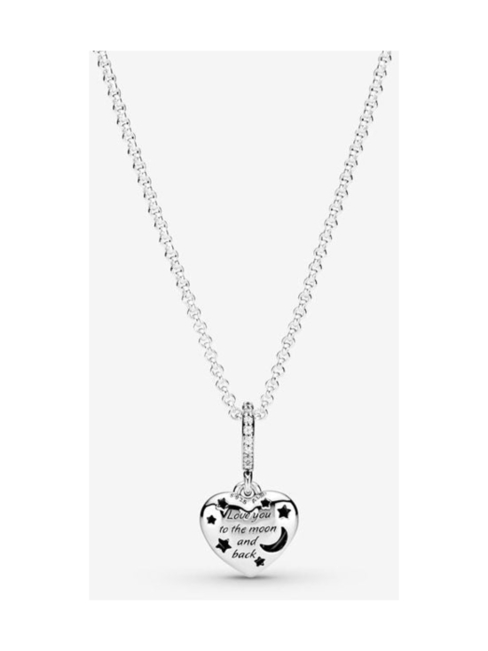 Heart sterling silver necklace with skylight blue, icy blue crystal and clear cubic zirconia Säihkyvä sininen kuu ja tähdet -sydänkaulakoru 399232C01