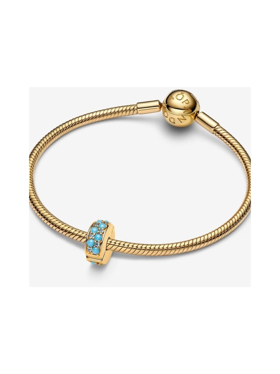 Pandora - gold-plated clip with icy blue and capri blue crystal and silicone grip-763902C01 | Stockmann - photo 4