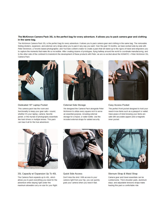 Gomatic - Gomatic Peter McKinnon Camera Pack Travel 35L -reppu - photo 9 Gomatic - Gomatic Peter McKinnon Camera Pack Travel 35L -reppu | Stockmann - photo 9