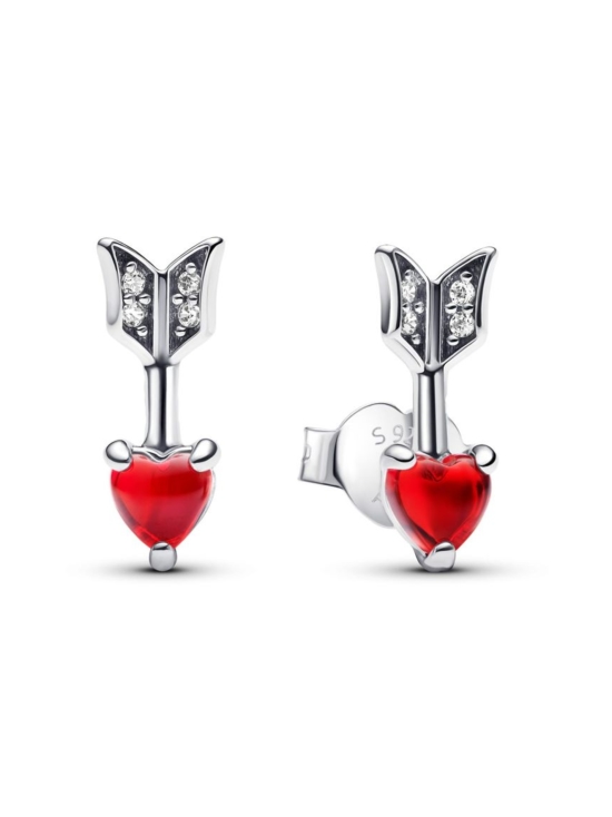 Pandora - Nuoli ja muranolasisydän -nappikorvakorutHeart arrow sterling silver stud earrings with red Murano glass and clear cubic zirconia Arrow & Murano Glass Heart Stud Earrings | Stockmann - photo 1