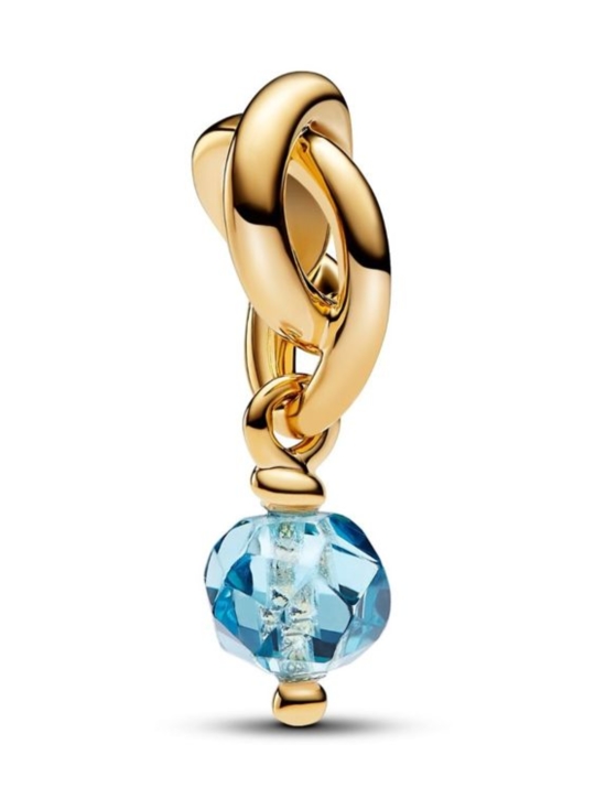 Pandora - 14k Gold-plated dangle with sea aqua blue crystal | Stockmann - photo 2