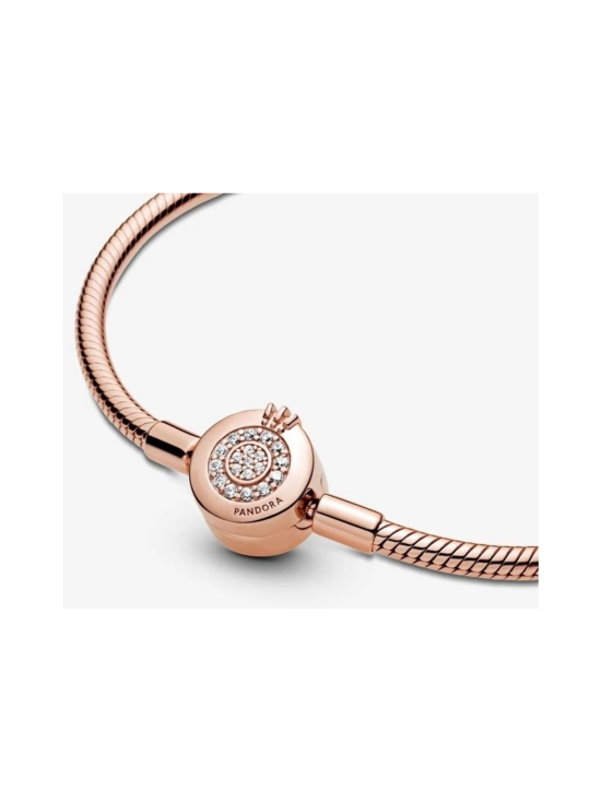 Pandora - Snake chain 14k rose gold-plated bracelet and crown O clasp with clear cubic zirconia Pandora Moments säihkyvä kruunupäinen O -käärmeketjurannekoru 589046C01 | Stockmann - photo 3