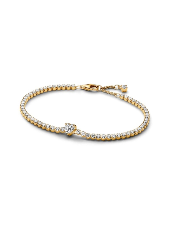 Säihkyvä sydän -tennisrannekoruHeart 14k gold-plated bracelet with clear cubic zirconia Sparkling Heart Tennis Bracelet