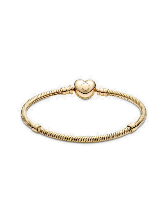 Pandora - Gold bracelet with heart-shaped clasp Pandora Moments -käärmeketjurannekoru ja sydänlukko 559522C00 | Stockmann - photo 3
