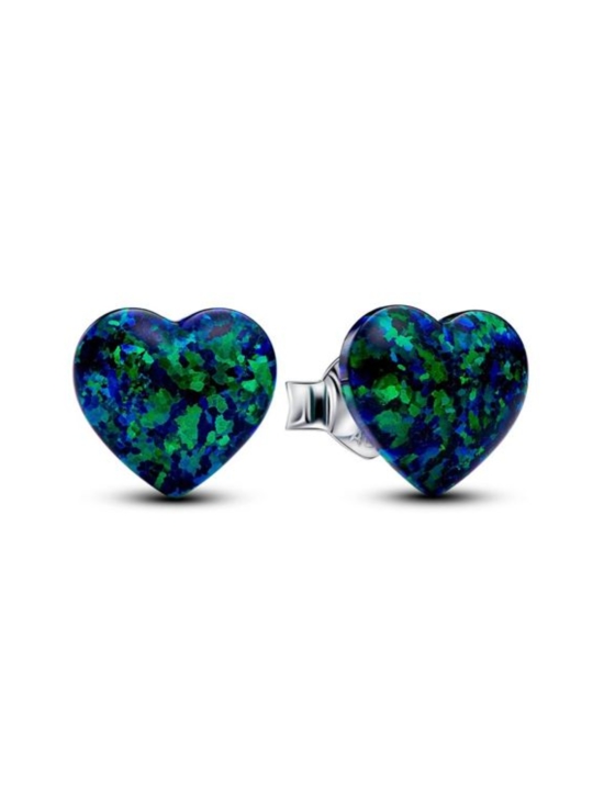 Pandora - Vihreänkirjava sydän -nappikorvakorut Heart sterling silver stud earrings with green blue lab-created opal Sterling silver  Synthetic Opal Green 293356C01 | Stockmann - photo 2