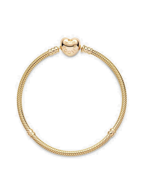 Pandora - Gold bracelet with heart-shaped clasp Pandora Moments -käärmeketjurannekoru ja sydänlukko 559522C00 | Stockmann - photo 2