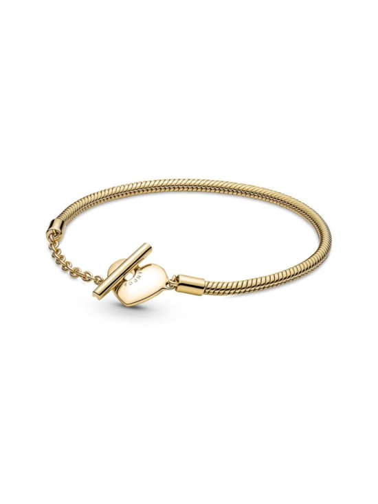 Pandora - Snake chain 14 gold-plated T-bar heart bracelet T-lukolla ja sydämellä kiinnitettävä Pandora Moments -käärmeketjurannekoru 569285C00 | Stockmann - photo 2