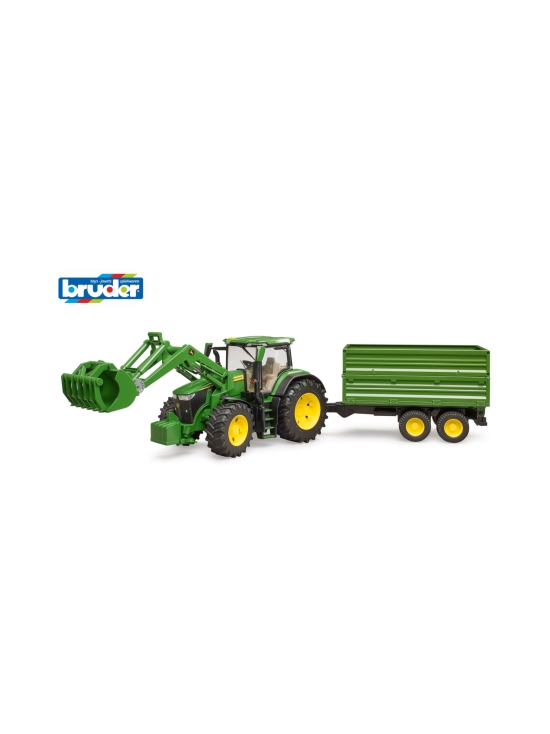 BRUDER John Deere 7R 350 etukuormaajalla+perävaunu