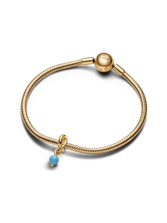 Pandora - 14k Gold-plated dangle with capri blue crystal | Stockmann - photo 2