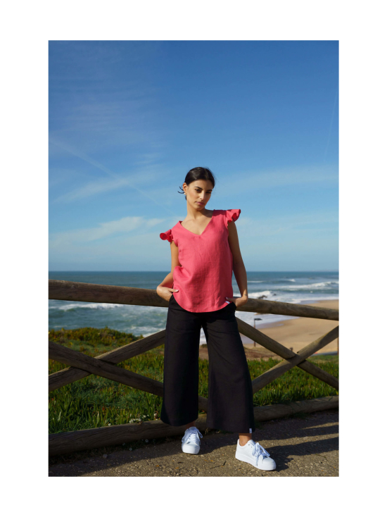 Nakoa - Culottes pellavahousut, Stonewashed Black - BLACK | Stockmann - photo 4