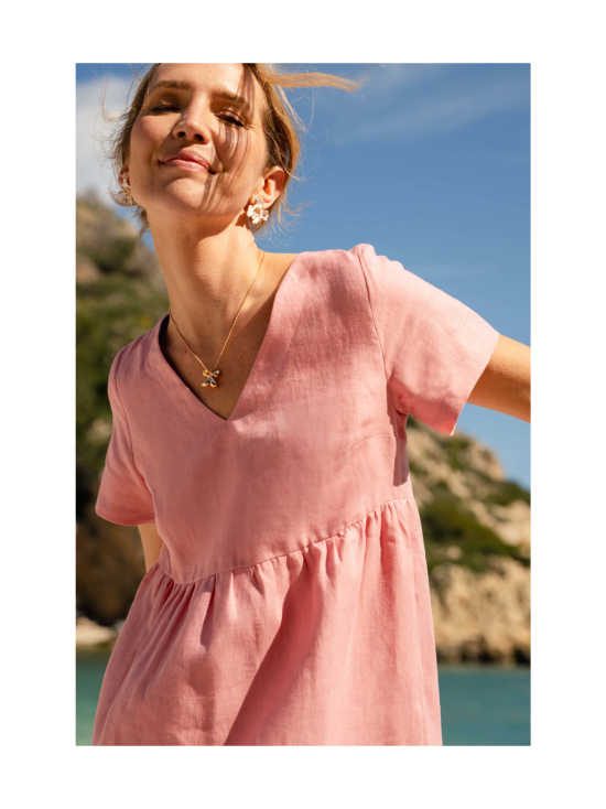 Nakoa - Pellava Kerrosmekko, Powder Pink - POWDER PINK (MURRETTU VAALEANPUNAINEN) | Stockmann - photo 6