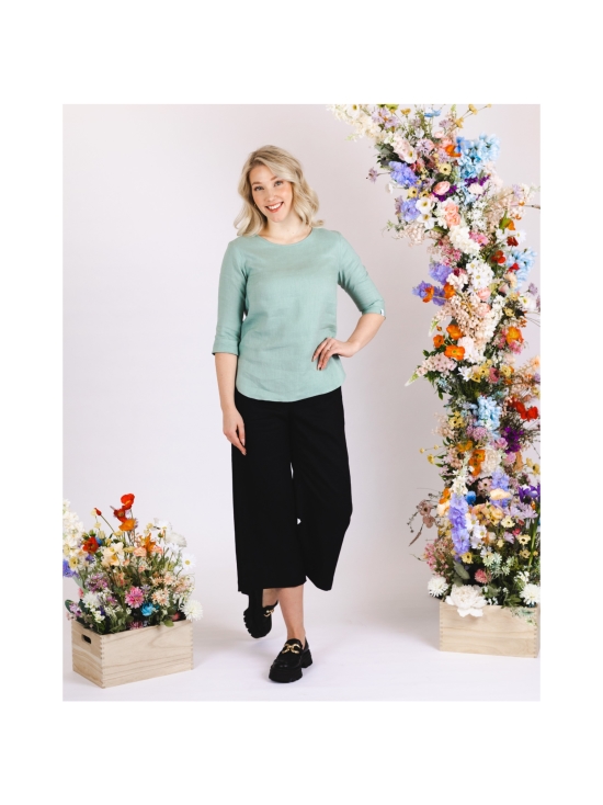 Nakoa - Culottes pellavahousut, Stonewashed Black - BLACK | Stockmann - photo 6