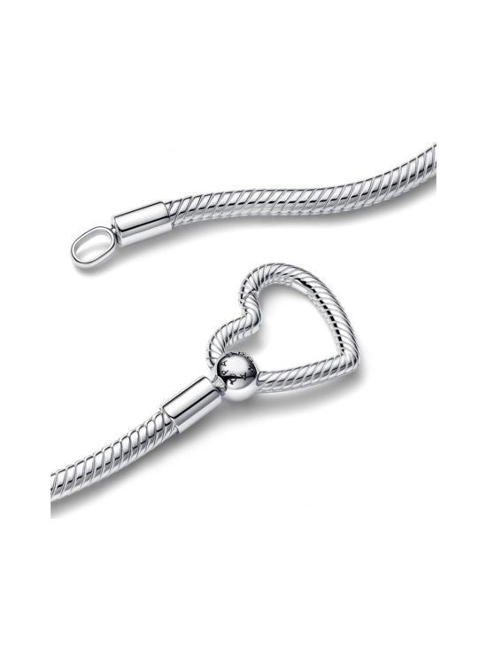 Snake chain sterling silver necklace with heart clasp
