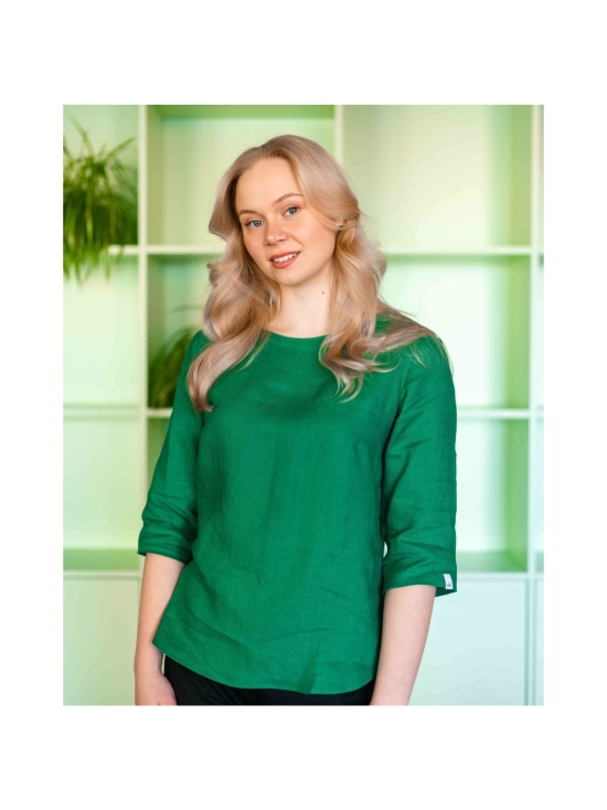 Nakoa - Classic Linen Blouse Pellavapaita, Holly Green - HOLLY GREEN (VIHREÄ) | Stockmann - photo 3