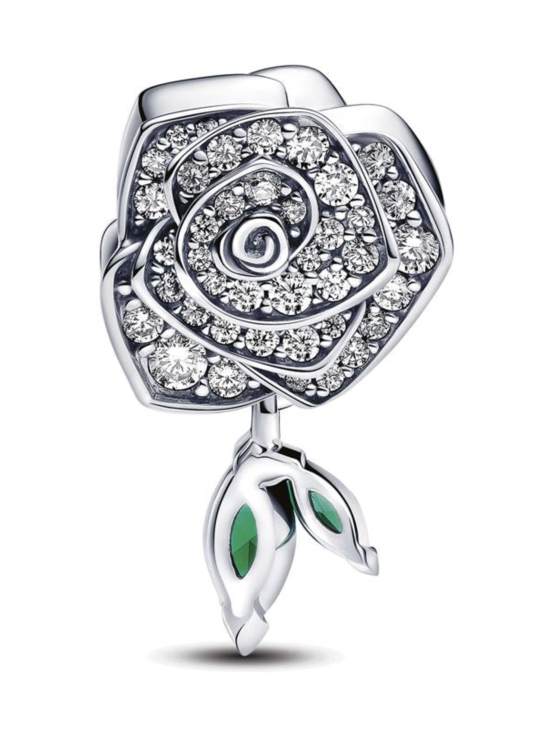 Pandora - Säihkyvä ruusu -hela Rose sterling silver charm with clear cubic zirconia and royal green crystal Sterling silver  Mixed stone Green 793201C01 | Stockmann - photo 5
