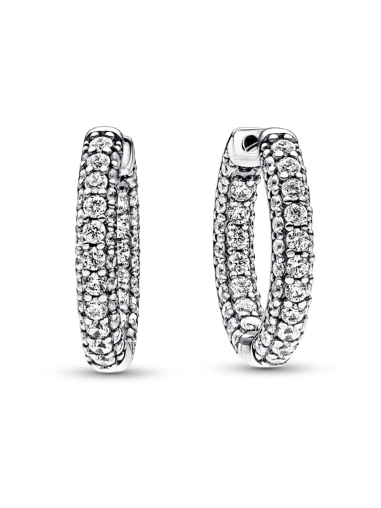 Pandora - Pandora Timeless yksiriviset pavékorvarenkaat Sterling silver hoop earrings with clear cubic zirconia Pandora Timeless Pavé Single-row Hoop Earrings 292624C01 | Stockmann - photo 2