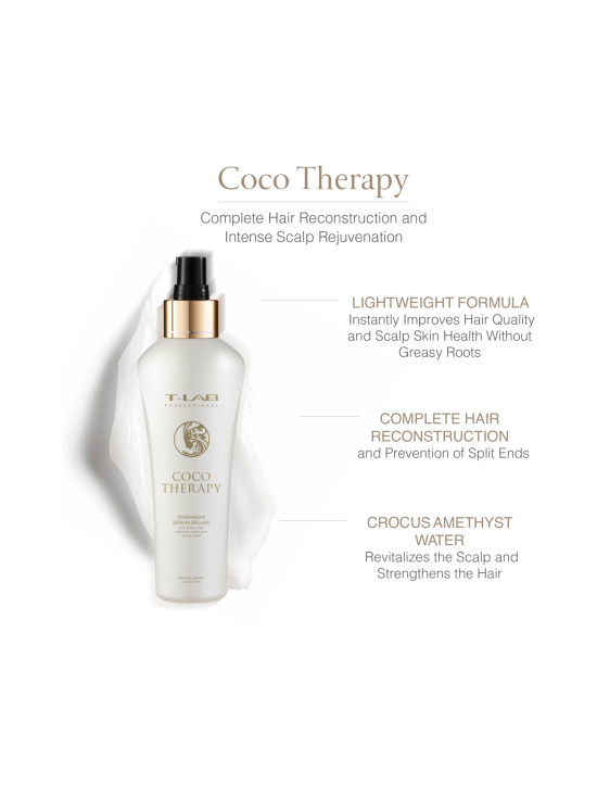T-LAB Professional - Coco Therapy Overnight Serum Deluxe, seerumi käsitellyille ja vaurioituneille hiuksille 150ml - photo 2 T-LAB Professional - Coco Therapy Overnight Serum Deluxe, seerumi käsitellyille ja vaurioituneille hiuksille 150ml | Stockmann - photo 2