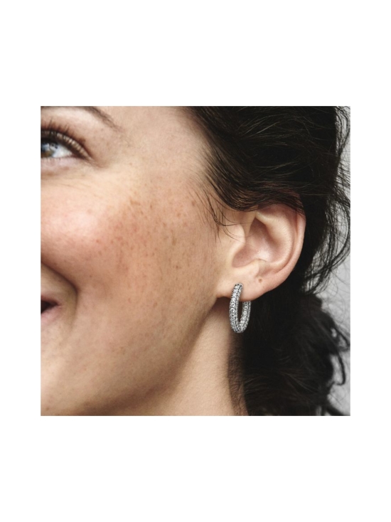 Pandora - Pandora Timeless yksiriviset pavékorvarenkaat Sterling silver hoop earrings with clear cubic zirconia Pandora Timeless Pavé Single-row Hoop Earrings 292624C01 | Stockmann - photo 1