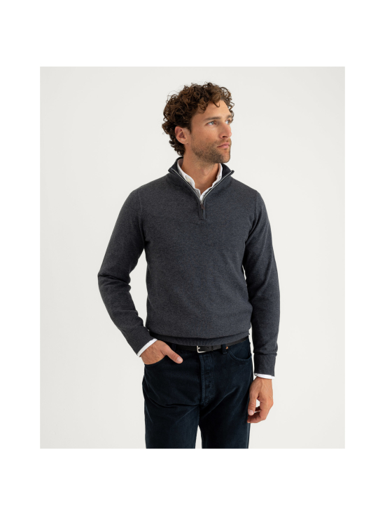 Berkeley - Brockton Halfzip -puuvillaneule - TUMMANHARMAA | Stockmann - photo 2