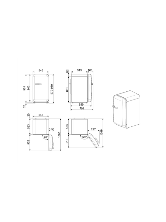 Smeg - Smeg FAB10RWH6 jääkaappi, valkoinen oikeakätinen | Stockmann - photo 2