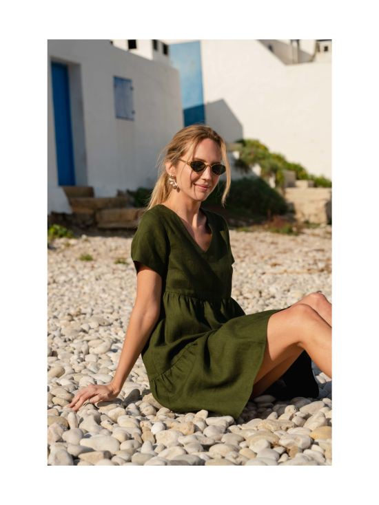Nakoa - Pellava Kerrosmekko, Olive Green - OLIVE GREEN (OLIIVINVIHREÄ) | Stockmann - photo 4