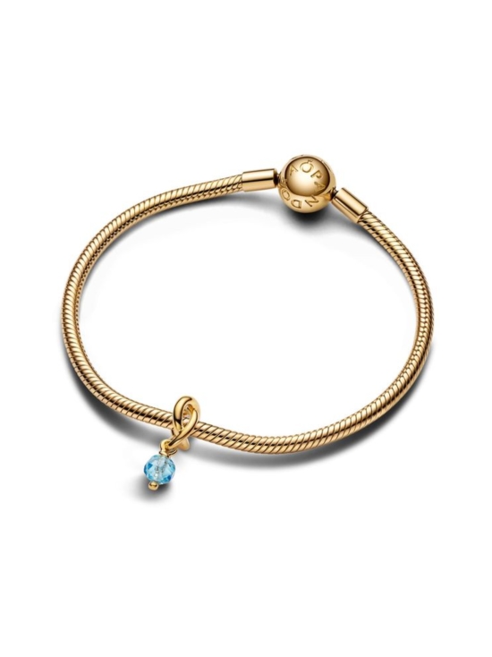 Pandora - 14k Gold-plated dangle with sea aqua blue crystal | Stockmann - photo 5