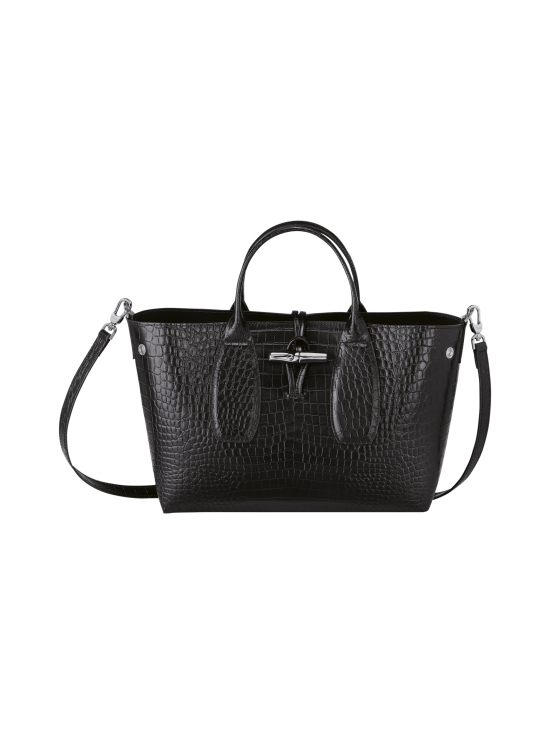 Longchamp - Roseau Croco - Top handle bag M - Nahkalaukku - BLACK - photo 2 Longchamp - Roseau Croco - Top handle bag M - Nahkalaukku - BLACK | Stockmann - photo 2