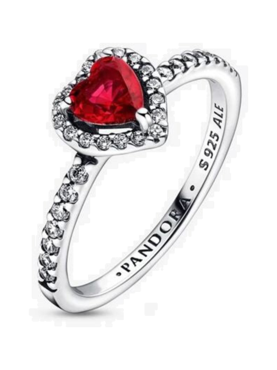 Pandora - Punainen kohosydän -sormus  Sparkling Red Elevated Heart Ring 198421C02 | Stockmann - photo 2