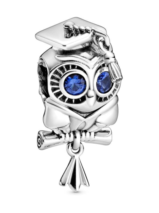Pandora - Viisas pöllö -valmistujaishela Graduation owl sterling silver charm with stellar blue crystal Wise Owl Graduation 798907C01 | Stockmann - photo 1