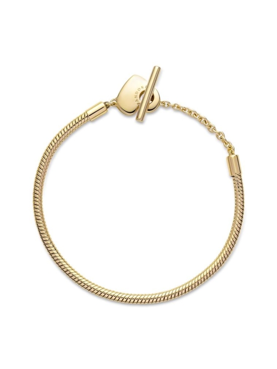 Pandora - Snake chain 14 gold-plated T-bar heart bracelet T-lukolla ja sydämellä kiinnitettävä Pandora Moments -käärmeketjurannekoru 569285C00 | Stockmann - photo 3