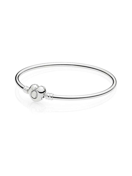 Pandora - Silver bangle with heart-shaped clasp Moments Silver Bangle, Logo Heart Clasp 596268 | Stockmann - photo 1