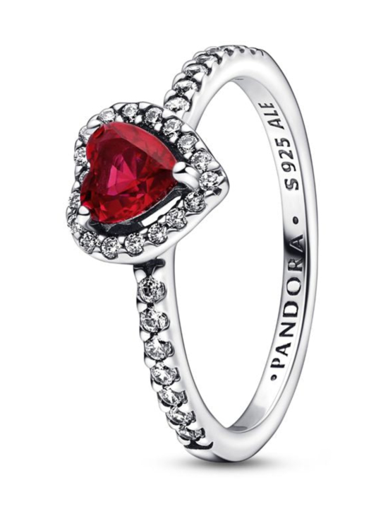 Pandora - Punainen kohosydän -sormus  Sparkling Red Elevated Heart Ring 198421C02 | Stockmann - photo 1