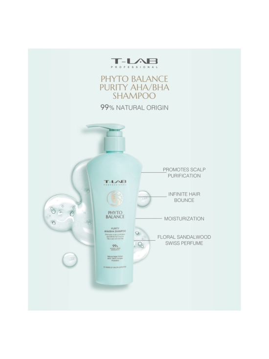T-LAB Professional - Phyto Balance Purity AHA/BHA Shampoo -shampoo rasvoittuvalle hiuspohjalle 300ml | Stockmann - photo 2