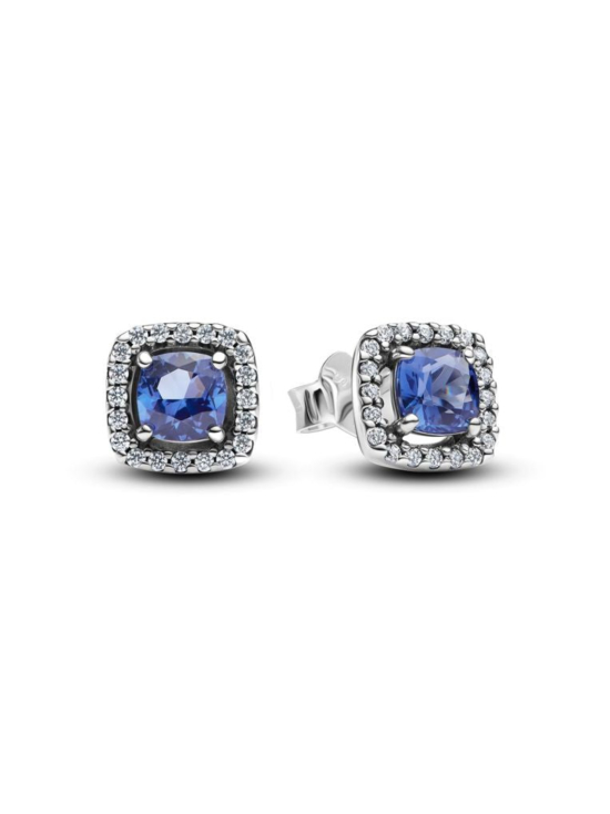 Pandora - Säihkyvän sininen neliskulmainen sädekehä -nappikorvakorut Sterling silver stud earrings with cornflower blue crystal and clear cubic zirconia Sterling silver  Mixed stone Blue 293551C01 | Stockmann - photo 2