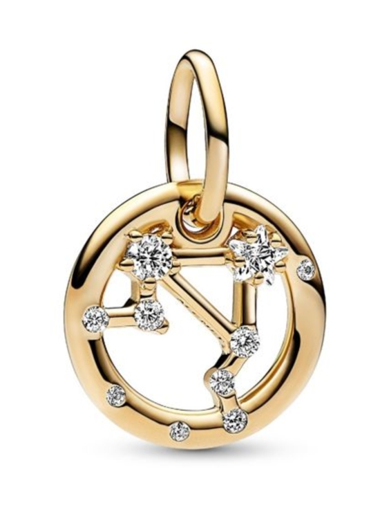 Pandora - Vaaka-riipushela Libra zodiac 14k gold-plated dangle with clear cubic zirconia Libra Zodiac Dangle Charm 762712C01 | Stockmann - photo 3
