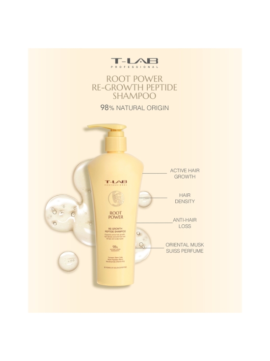 T-LAB Professional - Root Power Re-Growth Peptide Shampoo -hiustenkasvua tukeva shampoo kaikille hiustyypeille 300ml | Stockmann - photo 3