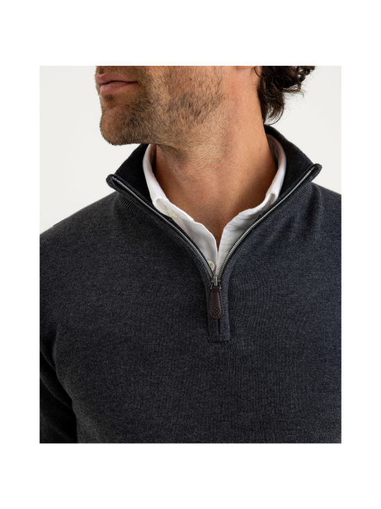 Berkeley - Brockton Halfzip -puuvillaneule - TUMMANHARMAA | Stockmann - photo 3