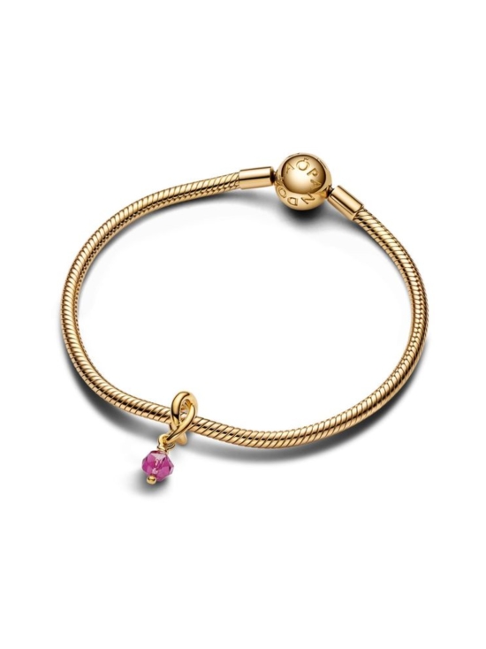 Pandora - 14k Gold-plated dangle with phlox pink crystal | Stockmann - photo 3