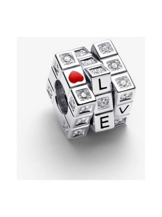 Pandora - Liikuteltava lelukuutio -hela Toy cube sterling silver charm with clear cubic zirconia and red enamel Moveable Toy Cube Charm | Stockmann - photo 1