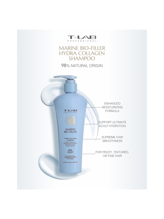 T-LAB Professional - Marine Bio-Filler Hydra Collagen Shampoo -kosteuttava shampoo kaikille hiustyypeille 300ml | Stockmann - photo 2