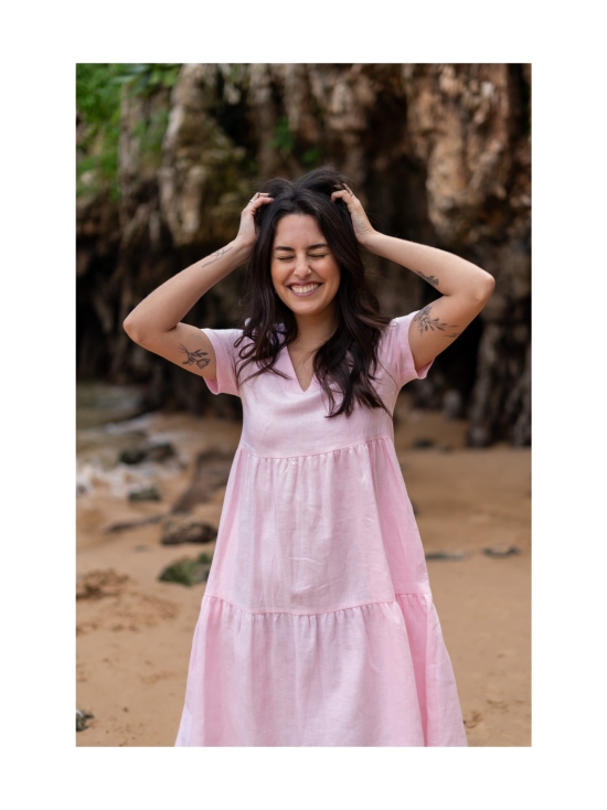 Nakoa - Pellava Kerrosmekko, Rosewater - VAALEANPUNAINEN | Stockmann - photo 3