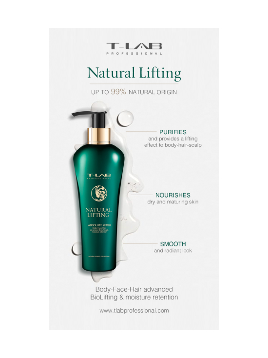 T-LAB Professional - Natural Lifting Absolute Wash -vartalonpesugeeli 300ml - photo 2 T-LAB Professional - Natural Lifting Absolute Wash -vartalonpesugeeli 300ml | Stockmann - photo 2