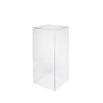 Clear square acrylic plinth used as a transparent display pedestal at an event
