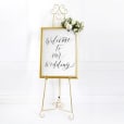 Welcome to my wedding sign on a gold French easel hire.