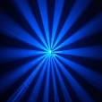 An striking blue laser light illuminating a dim background.