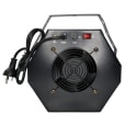 A black fan with a power cord attached to it. Ideal for Bubble Machine Hire.